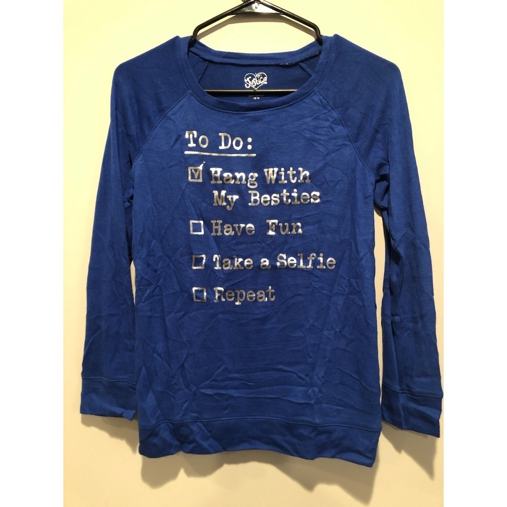 Justice Girls Sweatshirt Size 12.5‎ Blue Graphic Pullover